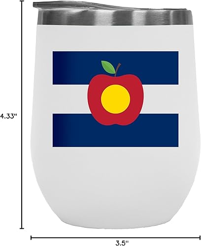 Miniatura 8 de Símbolo de la bandera del estado de Colorado con vaso de vino aislado de 12 onzas para profesores de escuela nativos o de trasplante de Denver,