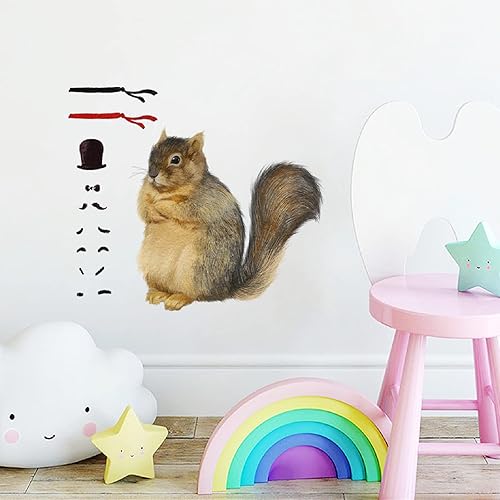 Calcomanía de pared de ardilla con accesorios decorativos, extraíble, despegar y pegar, impermeable, decoración de pared para niños, bebés, aula,