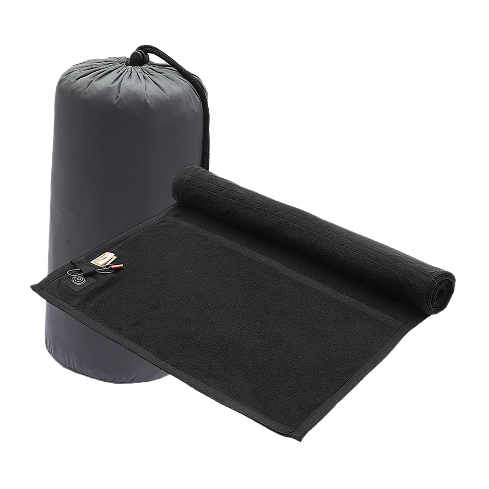 Oshhni Sacco a pelo riscaldato, temperatura regolabile con borsa portaoggetti, coperta riscaldata per zaino in spalla, divano, tenda, Nero