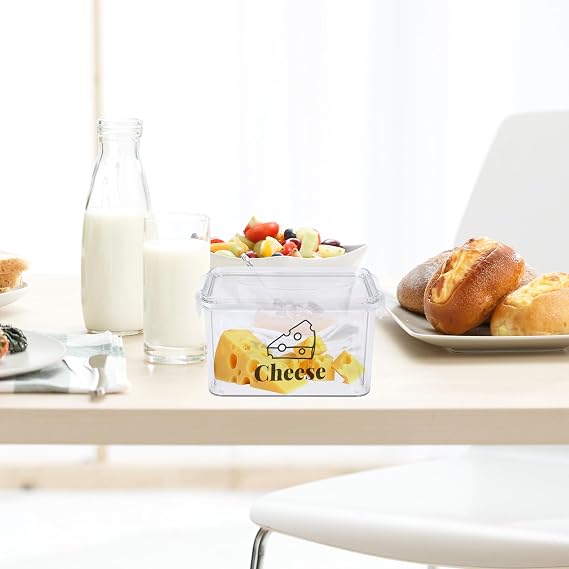 Gzsekken Cheese Storage Container,Airtight Fridge Organiser with Lid,Stackable & Mold-Resistant Cheese Dish for Chunks & Slices,16.8×10.5×9.5 BPA-Free Clear Plastic Food Container Bacon Keeper
