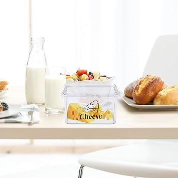 Gzsekken Cheese Storage Container,Airtight Fridge Organiser with Lid,Stackable & Mold-Resistant Cheese Dish for Chunks & Slices,16.8×10.5×9.5 BPA-Free Clear Plastic Food Container Bacon Keeper
