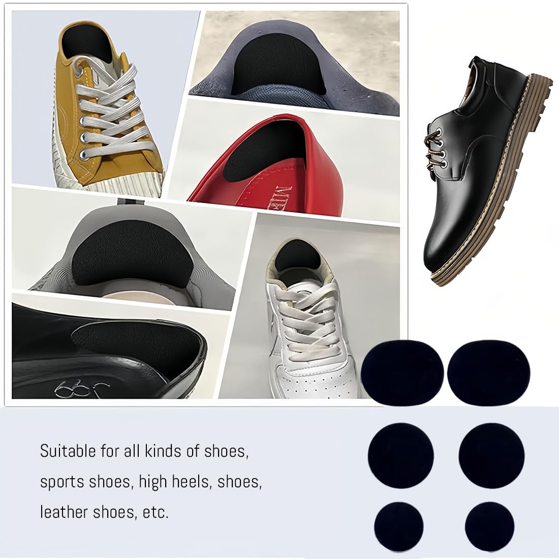 JEYORZY Toppa per Riparazione Scarpe, 12 pezzi toppe adesive ripara buchi scarpe - per punta e tallone di sneakers e tacchi alti - patch scarpe, Riparare Buchi e Strappi su Sneakers e Altre Scarpe