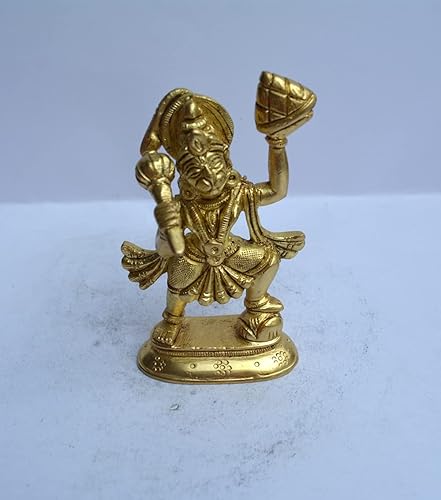 Miniatura 5 de Estatua de Hanuman de latón, ídolo Murti, señor de latón, Bajrangbali, dioses hindúes decorativos para decoración del hogar, regalo de ídolo de