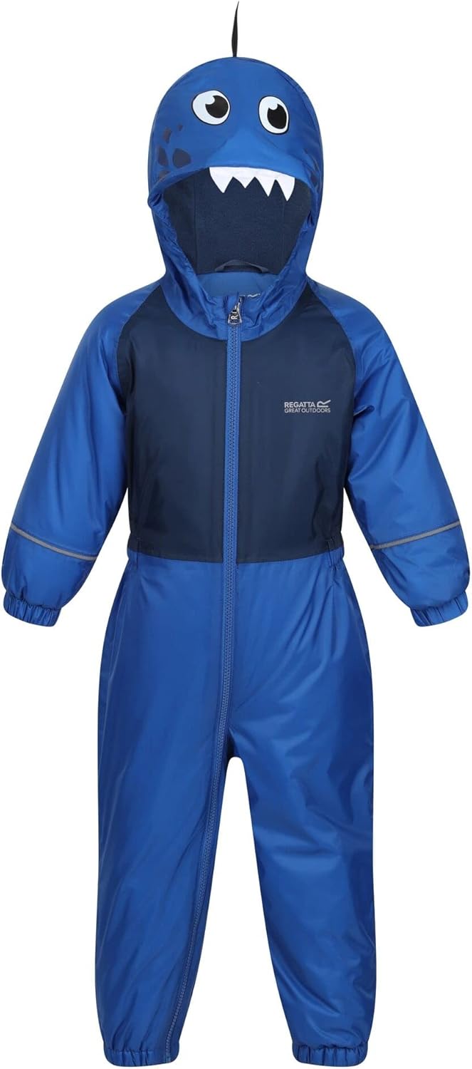 Regatta Childrens/Kids Mudplay III Hooded Rainsuit (24-36 Months) (Nautical Blue)