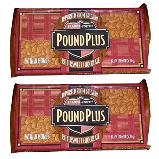 Trader Joes Bittersweet Dark Chocolate (54% Cocoa) with Almonds HUGE POUND PLUS Candy Bars 2 PACK NO ARTIFICIAL FLAVORS NO PRESERVATIVES