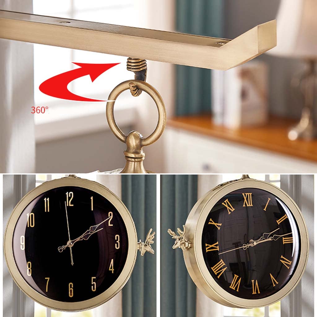 Orologio da Parete bifacciale per la casa, Soggiorno, Orologio al Quarzo Moda Silenzioso, quadrante Nero