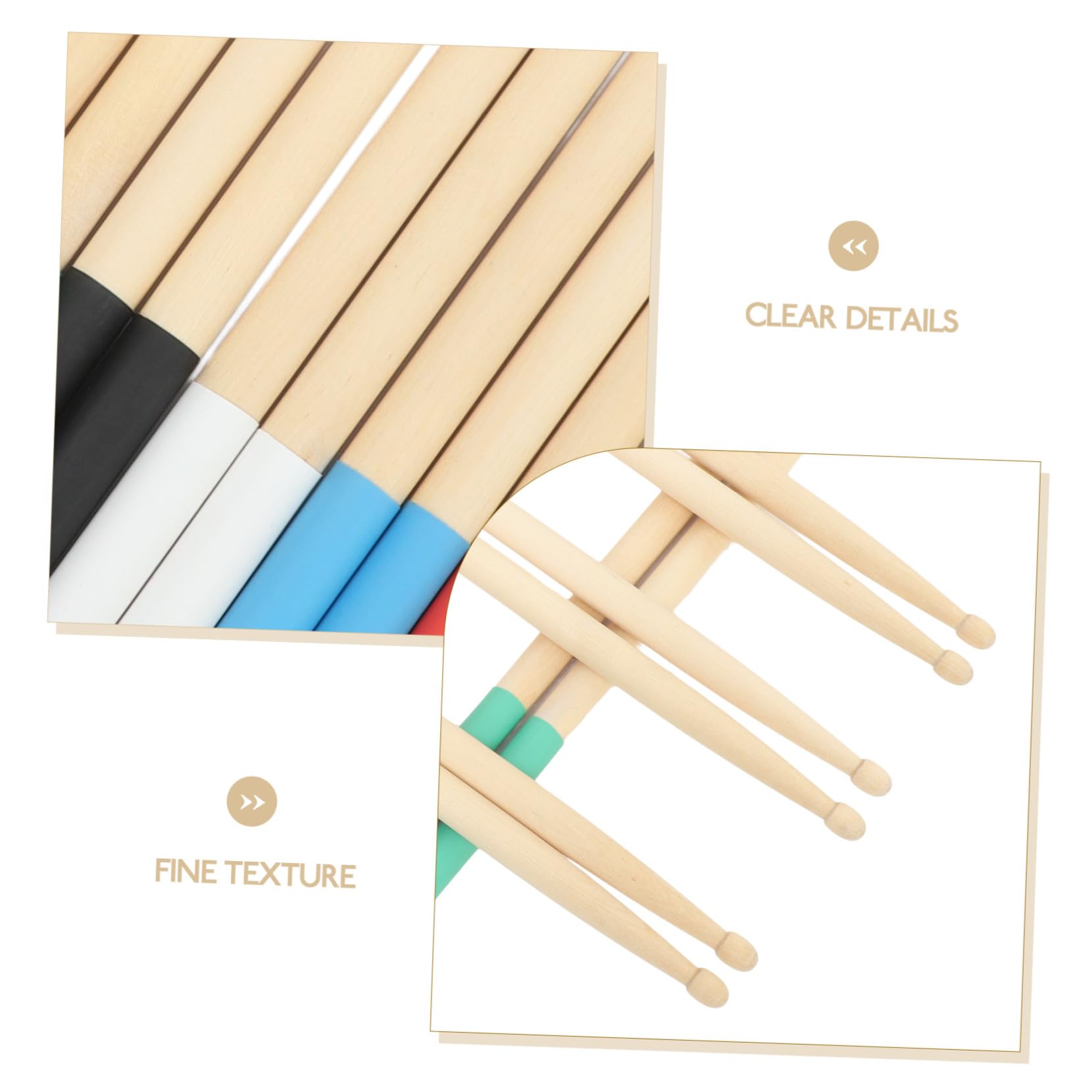 Bacchette per Percussioni in Acero 5a, 6 Paia, Beige