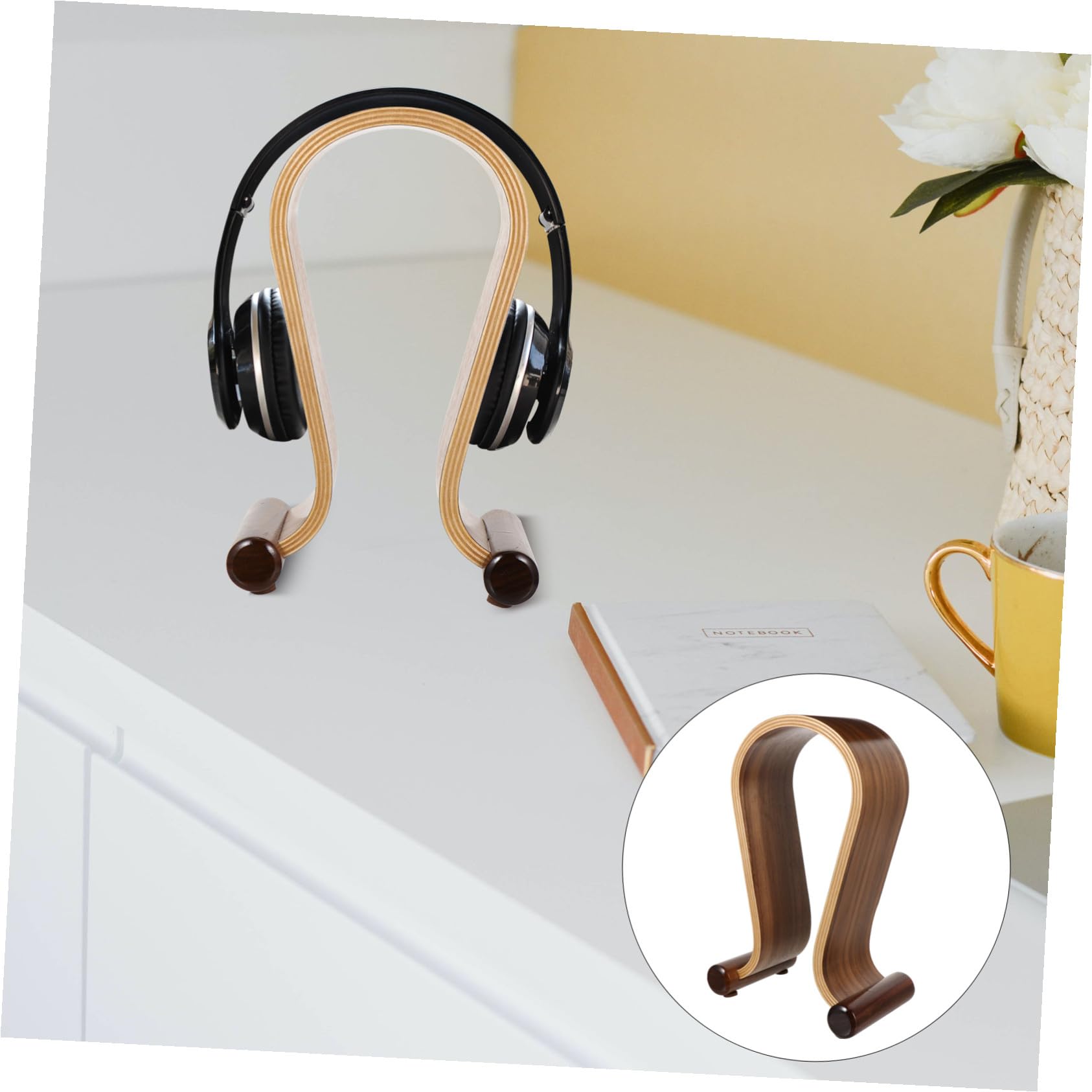 Supporto Cuffie in Legno di Juglans per Scrivania Porta Cuffie Robusto e Durevole Piccole e Grandi Organizer Salvaspazio per Casa e Ufficio Protezione Anti-usura per Auricolari