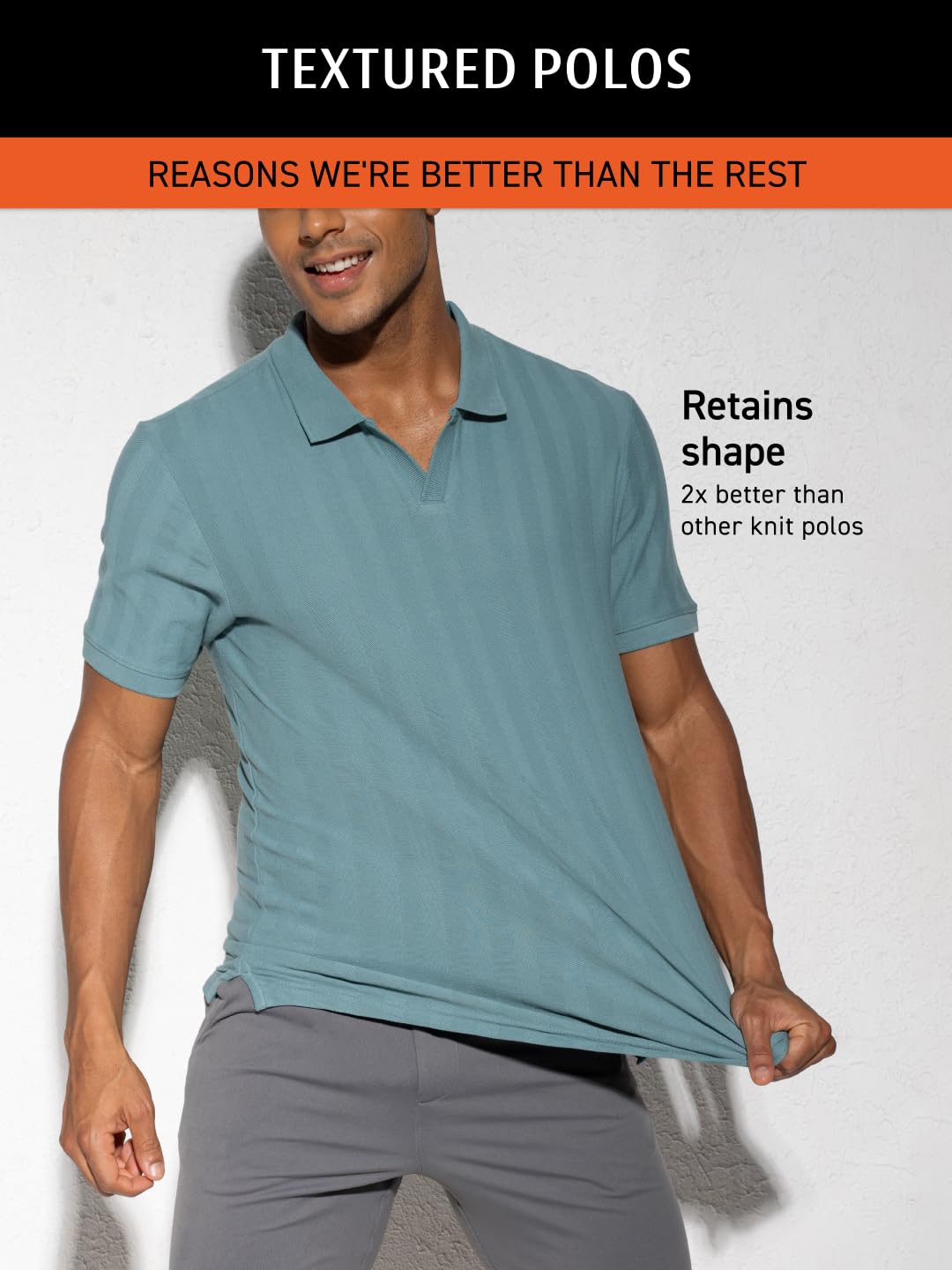 DAMENSCH Camiseta polo de piqué para hombre, textura llamativa, refrescante todo grado, algodón de primera calidad, textura de espiga, cuello Johnny
