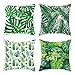 Lieson Juego de 4 fundas de almohada para sofá, 40 x 40 cm, color verde y blanco