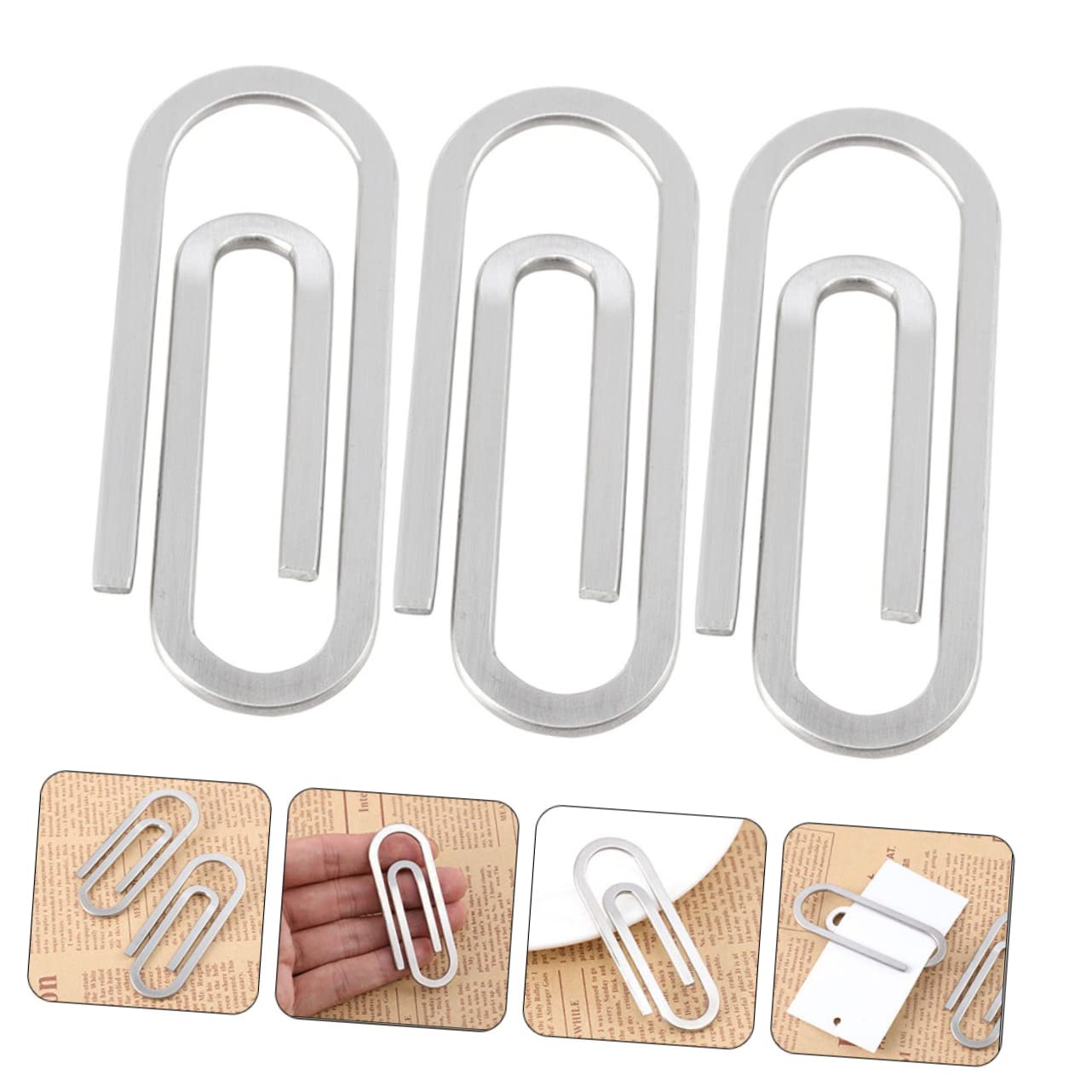 HOMSFOU 5 Set Fermasoldi Inossidabile Clip Per Documenti E Ricevute Pratiche E Resistente Per Ufficio E Casa Design Elegante Per Foto E Note 3 Pezzi * 5