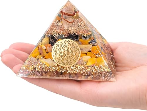 Miniatura 9 de Cristales de protección de Yaxaita de pirámide de orgón de 2.165 in, suministros de reiki, pirámide de organito para buena suerte, regalo