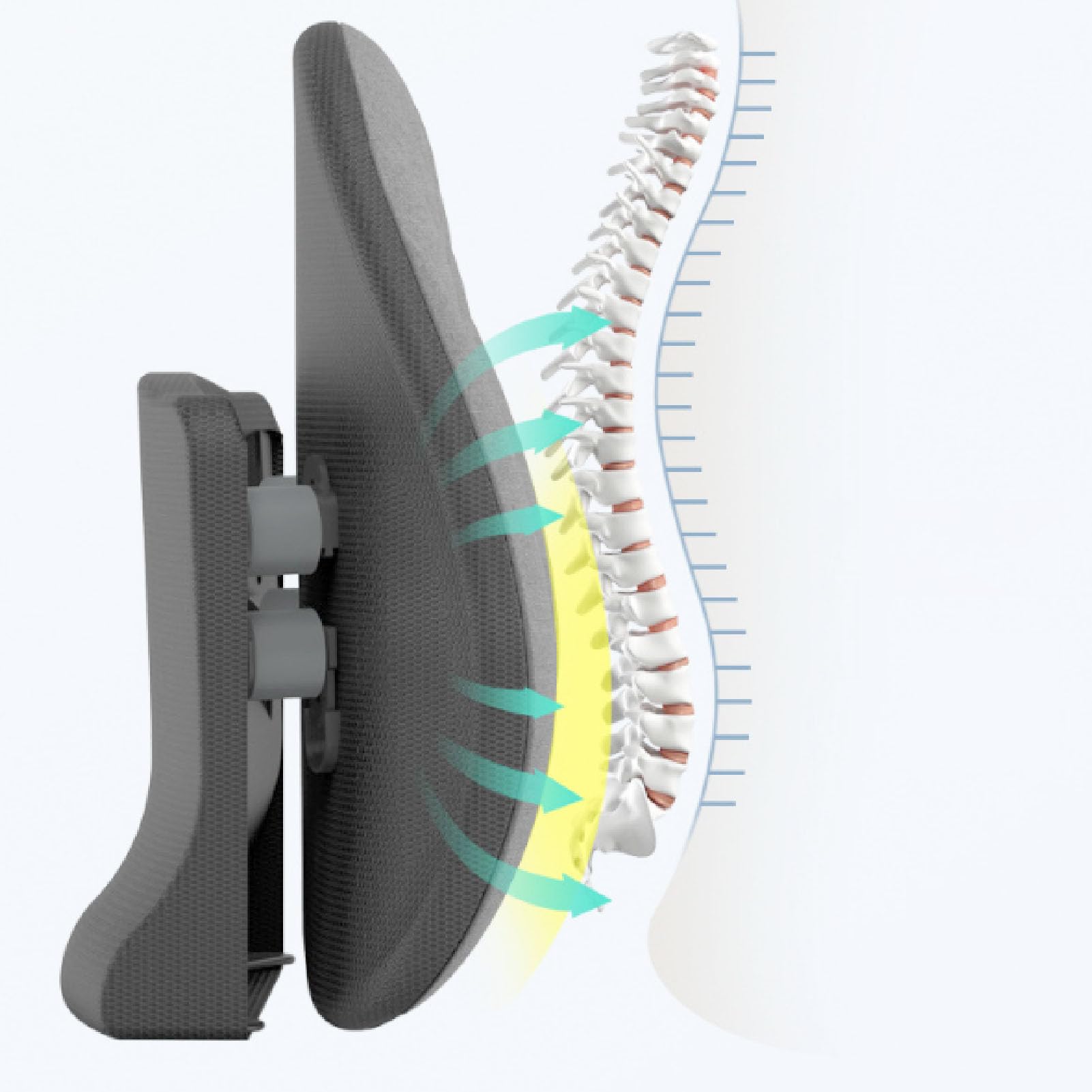 Fockety Almohada de Apoyo Lumbar de Espuma Viscoelástica, Cómoda Almohada de Apoyo para la Espalda de la Silla de Oficina para el Hogar, sofá, Silla de Ruedas, Cojín de Respaldo bajo,