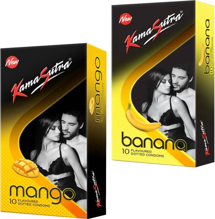 Kamasutra BANANA_MANGO Flavour Condom Condom (Set of 2, 20 Sheets)