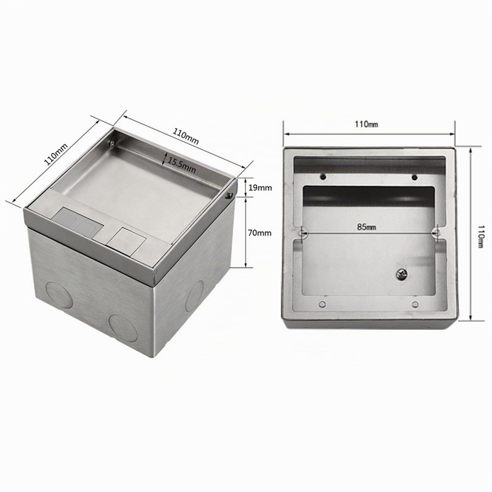 Enchufe Oculto Empotrado con Puerto USB, Acero Inoxidable, 250V, 16A, 4000W, IP40, Ignífugo, Toma de Corriente de Piso Integrada
