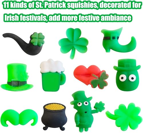 Miniatura 2 de Cherislpy 48 piezas de juguetes esponjosos Mochi del día de San Patricio mini juguete para apretar alivio del estrés paquetes de ansiedad para