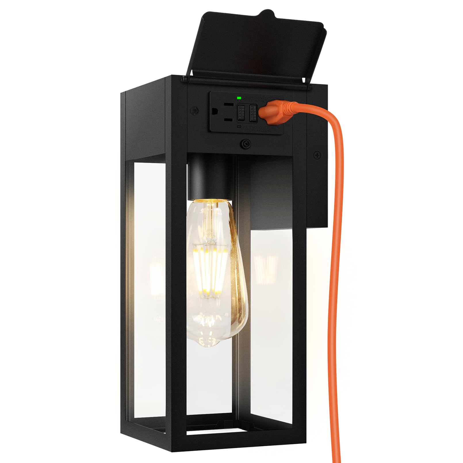 Porch Lights with GFCI Outlet, Outdoor Wall Light Fixtures