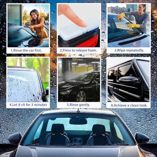 Image of Car Glass Oil Film Remover Brush with Built-in Cleaning Liquid Dispenser - Windshield Oil Film Cleaner for Car Windows, Rear View Mirrors & Auto Glass Surface Cleaning Tool