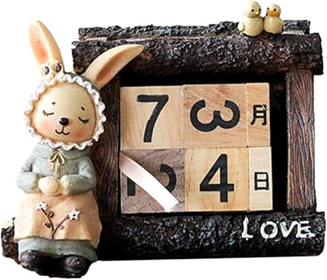 Amazon Co Jp Queen B 万年カレンダー うさぎ ブロック キューブ 木製 卓上 おしゃれ ホーム オフィス デスク かわいい インテリア カレンダー 飾り 装飾 シンプル デザイン ナチュラル ウッド 女の子 ホーム キッチン