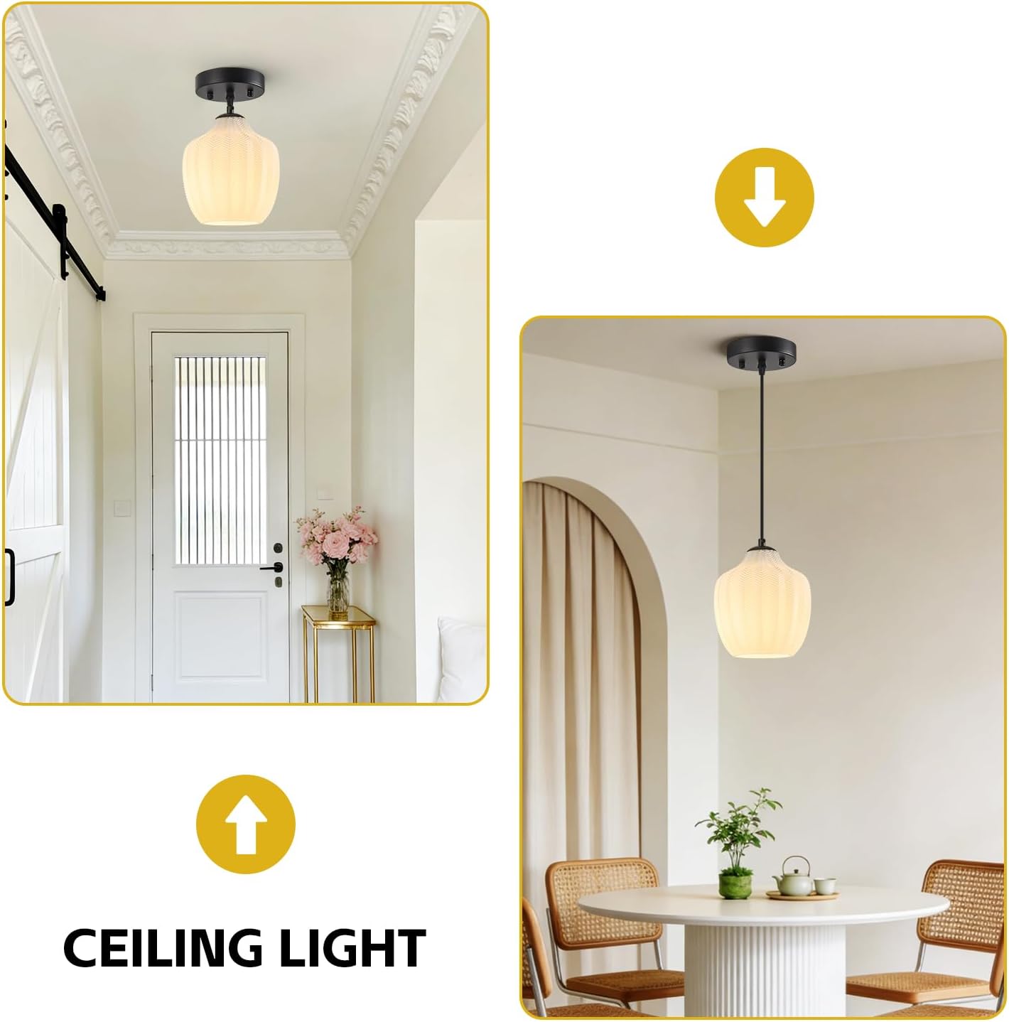 Milky Luster Glass Pendant Lights Kitchen Island 6.29 in Glass Globe Pendant Light Fixture Adjustable Modern Farmhouse Pendant Lighting for Bedroom Dining Room(1 Pack)