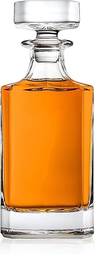 Miniatura 2 de Godinger Clarion - Decantador de whisky cuadrado con tapón de vidrio para vino, bourbon, brandy, licor, jugo, 25 onzas, perfecto para grabar