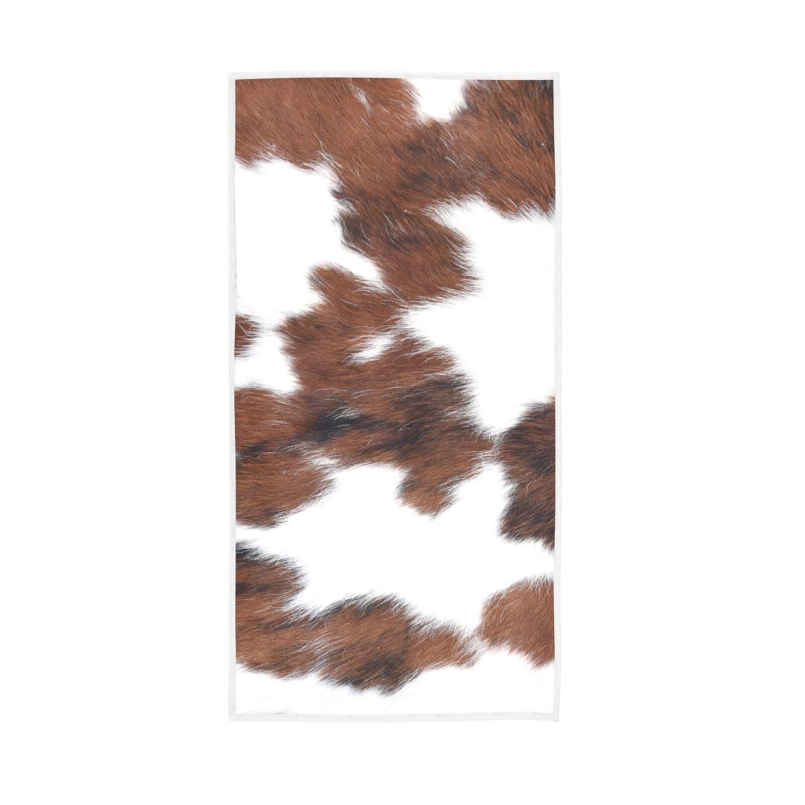 LSRCPD White Brown Print Cow Hand Towels for Kitchen, 15 x 30 Inches, Spa Facial Towels Gym Towels