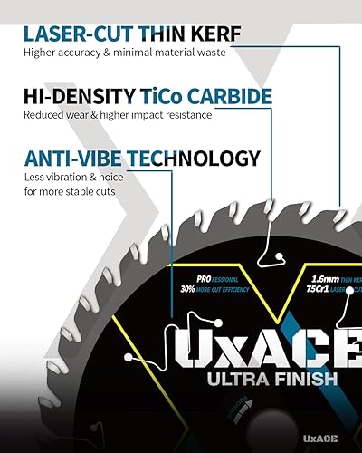 Miniatura 4 de Hoja de sierra circular de 5-1/2 pulgadas y 40 dientes con eje de 10 mm, corte de madera de ultra acabado, punta de carburo, corte fino, para madera
