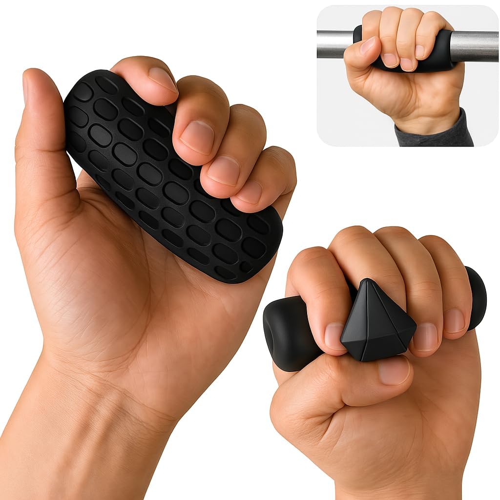 aldea anti-slip gym hand grips – rubber grip pads for strength training, weightlifting, dumbbells, barbells & workouts – ergonomic fingerless design for palm protection & grip strength – unisex