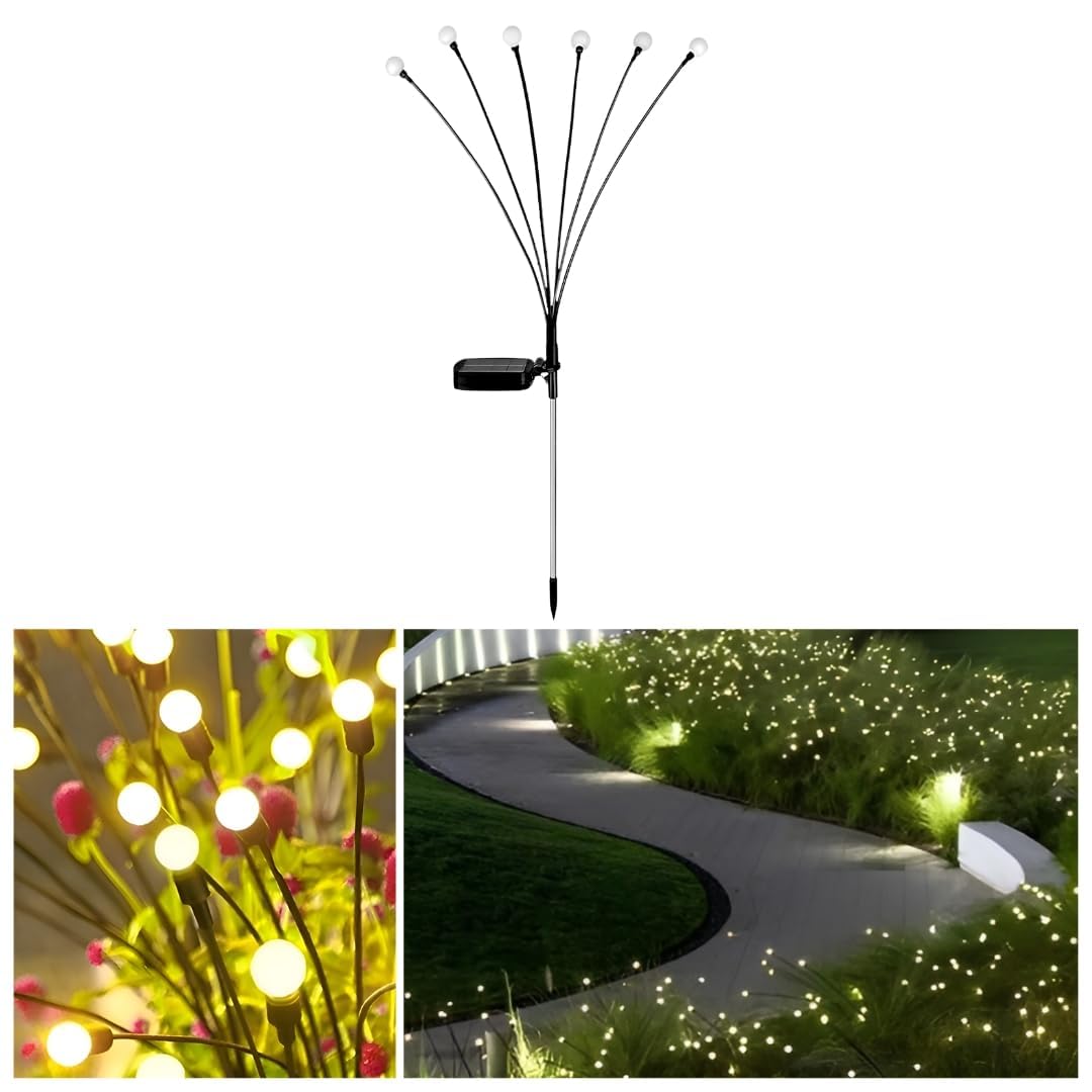 HOUSEHUB Firefly Outdoor Solar Lights | 6 LED Starburst Swaying Solar Garden Light, Warm Yellow | Outdoor Decoration | Waterproof | Path Lights for Yard, Pots, Balcony, Pathway, Set of 1 (B0CW3VFP6C) Amazon Price History, Amazon Price Tracker