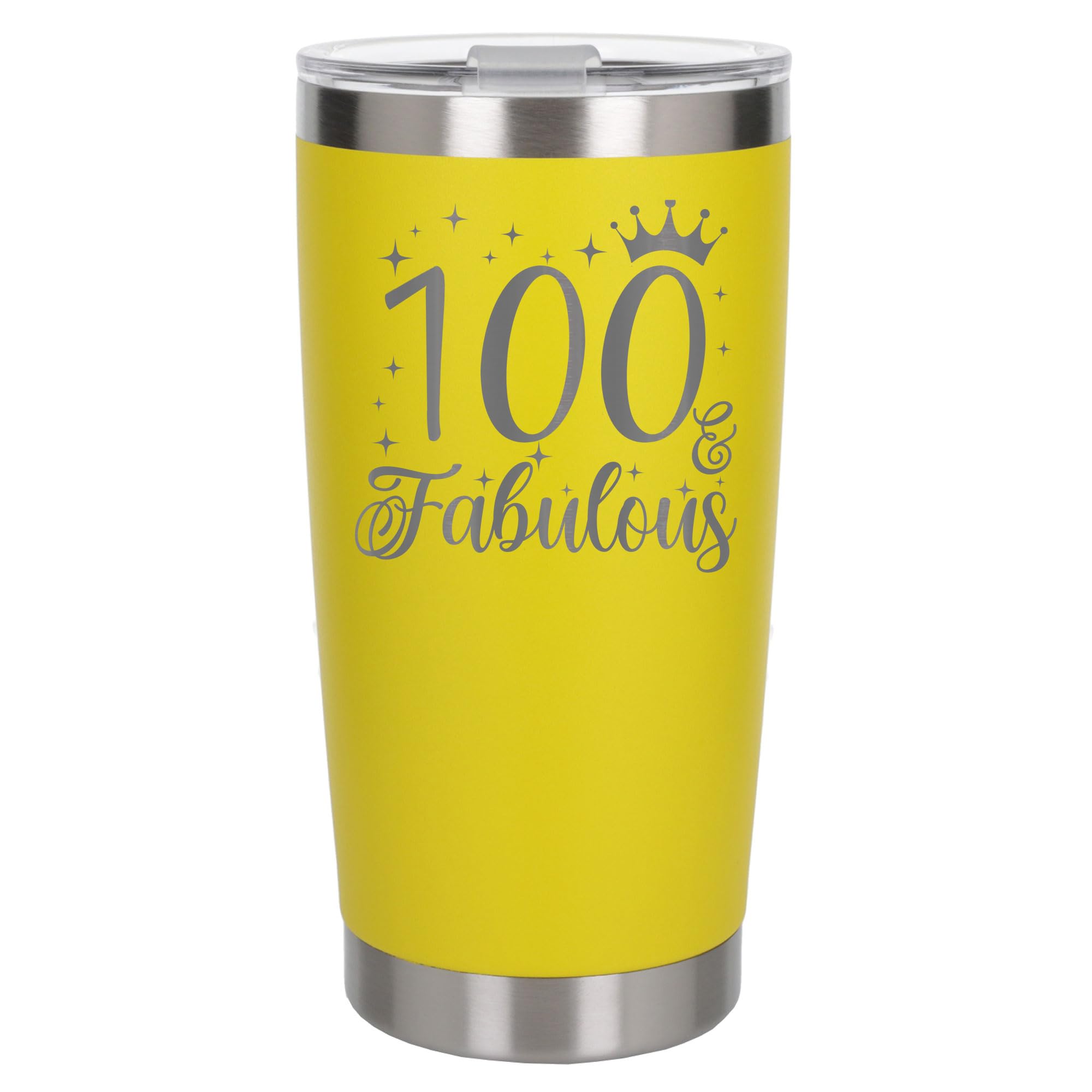 Always Looking Good 100th Birthday Gift 100 & Fabulous Engraved Insulated Travel Mug Gift for Her Present for 100 Year Old Yellow Thermal Coffee Flask Travel Mugs with Lids