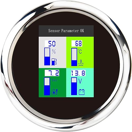 ELING 3 38 pulgadas, 6 en 1, multifuncional, ajustable, GPS, tacómetro, voltímetro, presión de aceite, nivel de combustible, medidor de temperatura