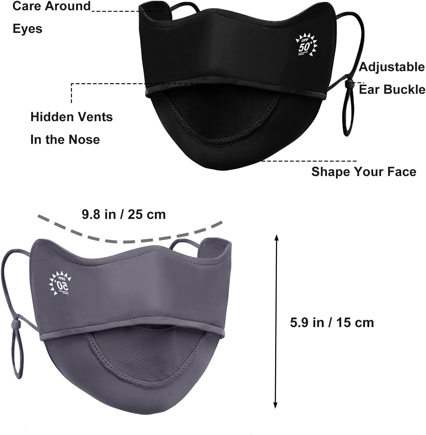 2Pcs UV Face Mask, Sun Masks for Women, Cooling Breathable Face Cover for Outdoors, Washable Reusable - Image 5