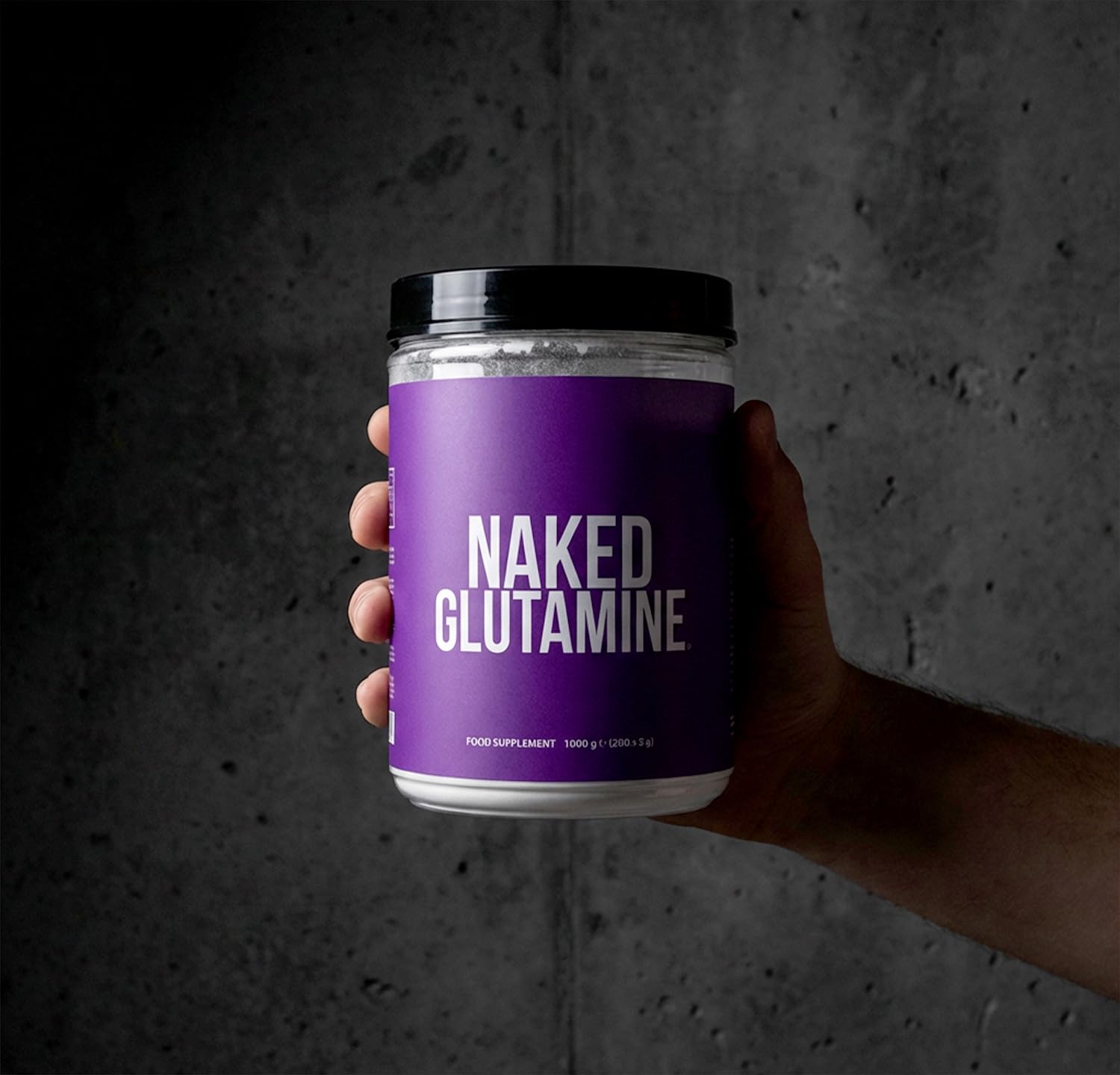 NAKED L-Glutamine – 200 porcji – 1000 g, wegańska, bez GMO, bez glutenu i soi. Pomaga ograniczyć rozpad mięśni i poprawić syntezę białek. Bez dodatków