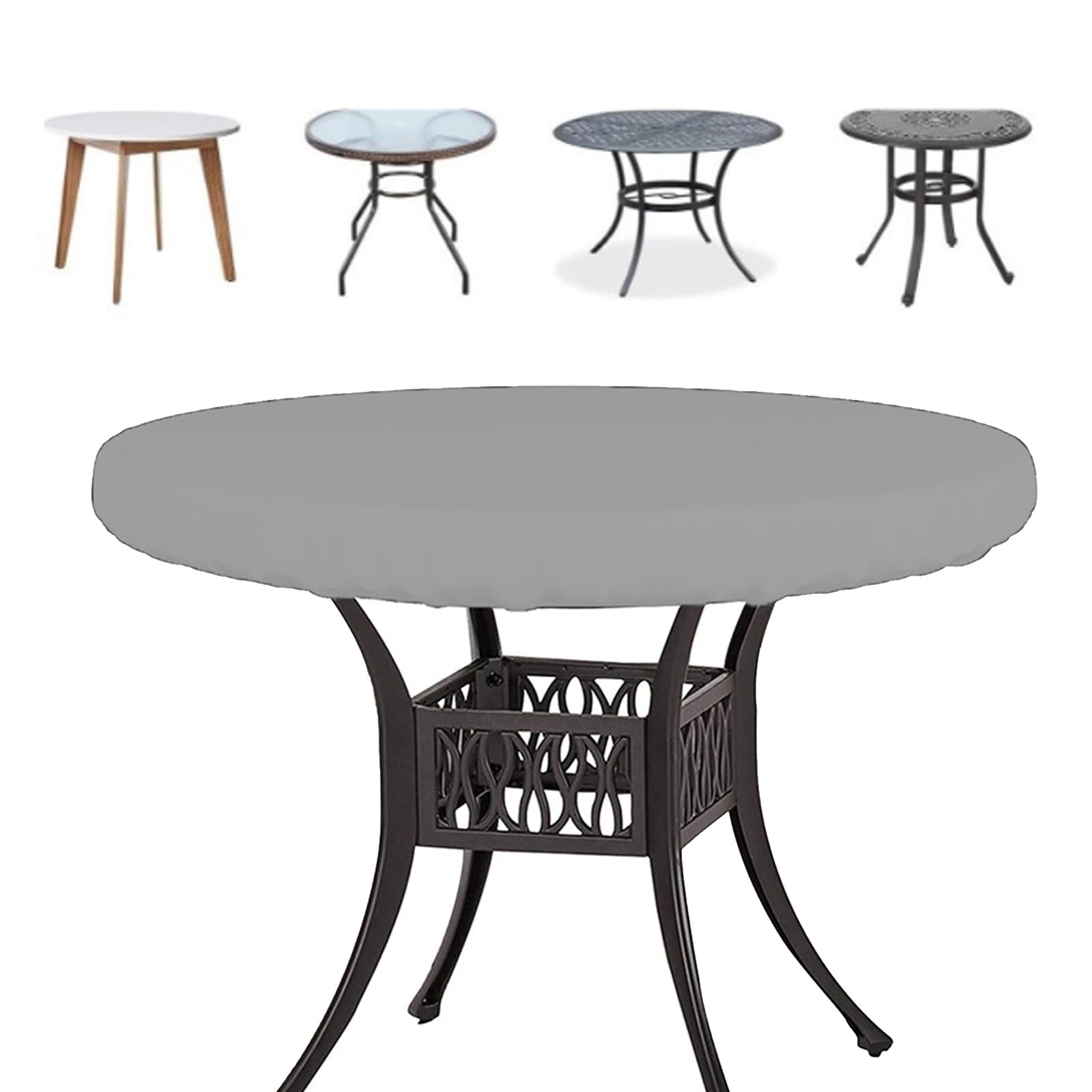 Housse table ronde d'extérieur en tissu Oxford 210D gris de haute qualité durable