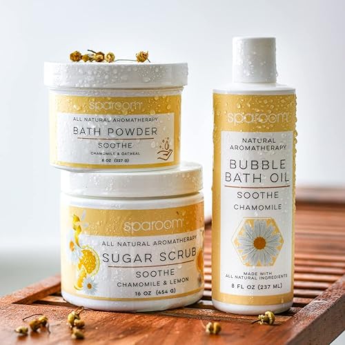 Miniatura 6 de SpaRoom Manteca de karité natural para aromaterapia y azúcar cruda hidratante y exfoliante corporal, 16 onzas, aceites esenciales de manzanilla y