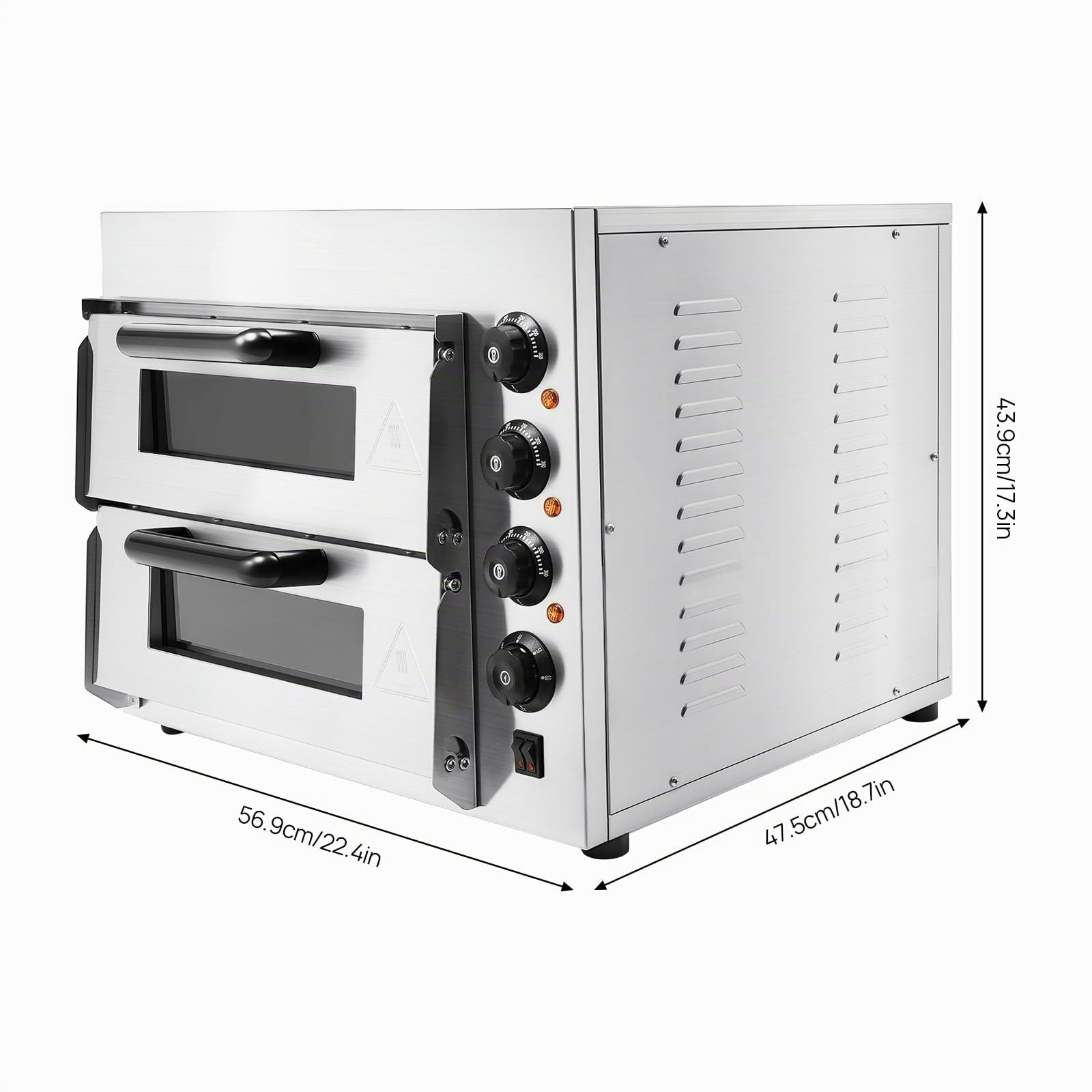 Four à pizza électrique, 3000W Double couche Mini Four à pizza électrique, Four à pizza pour la restauration, four à gastro 50-350℃