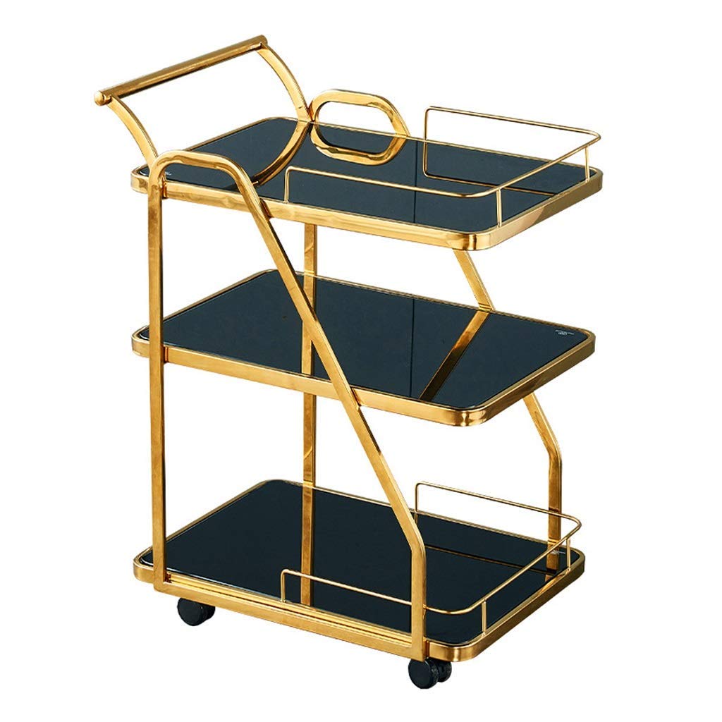 OLSKFUH 3 Tiers Kitchen Car Shelf Utility/Service Cart Stainless Steel Kitchen Storage Trolley Hotel Restaurant Serving Catering Trolley,