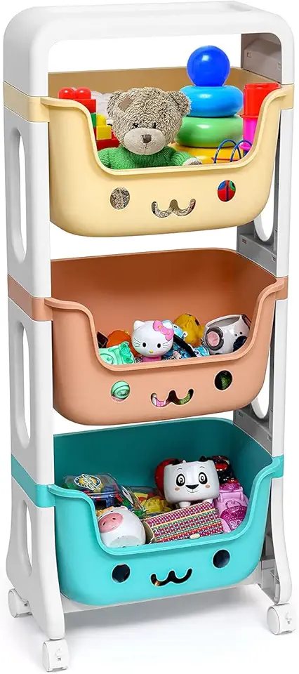 TOPAMIX Organizador de Brinquedos e Livros Estante em Plástico com 3 Gavetas Cantinho Mágico