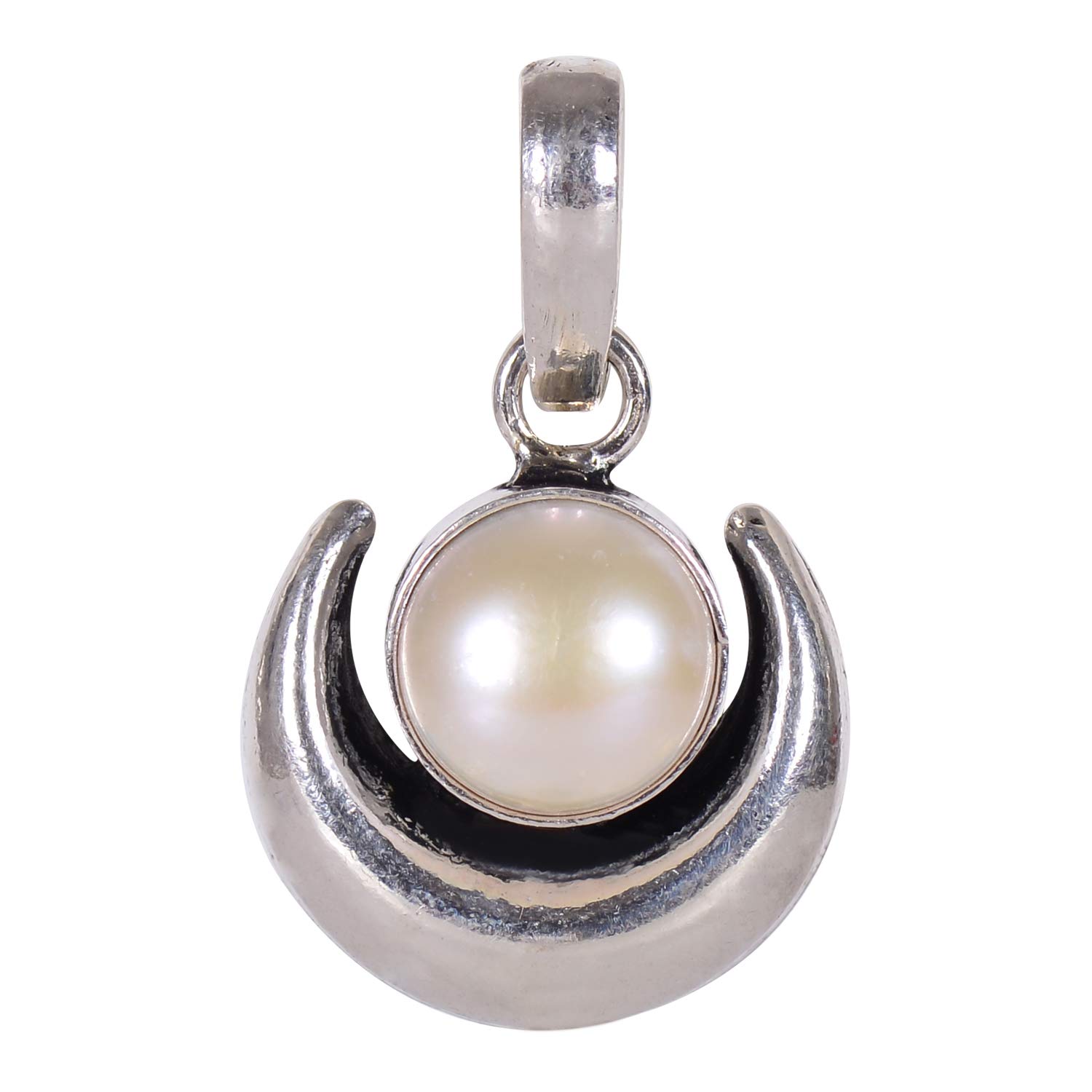 Silverwala925-92.5 Sterling Silver Moon Pearl Locket Chand Moti for Women Girls
