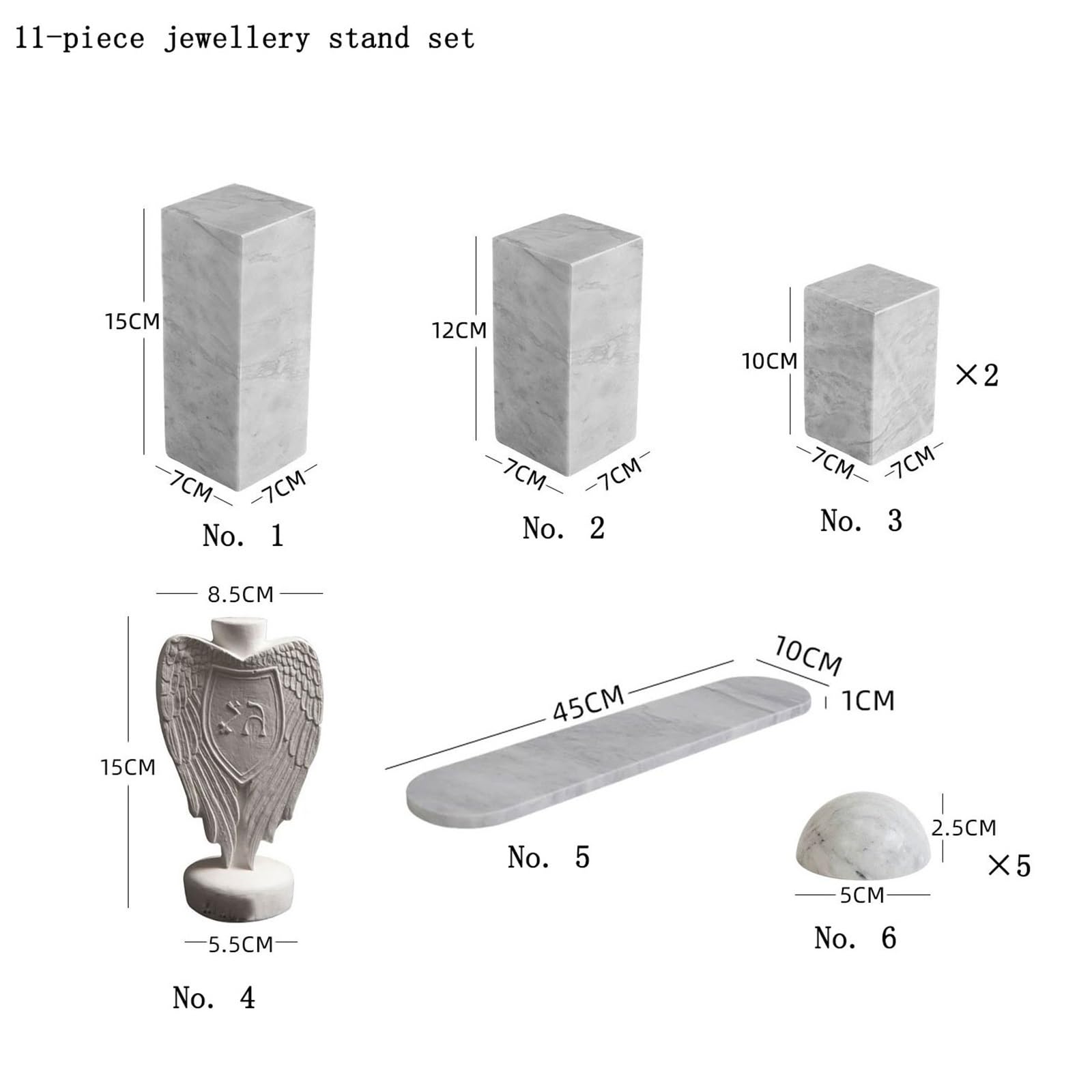 Soporte de joyería 11 Pcs Marble and Gypsum Jewelry Display Stand Set Organizador de Joyas