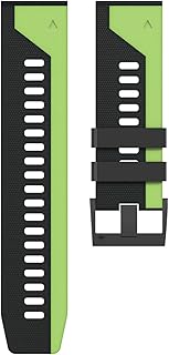 BEDCY 22 26mm Quickfit Smart Watch Band Strap for Garmin Fenix 7 7X 6 6X Pro 5X 5 Plus 3HR D2 935 945 EPIX Silicone Wristband Bracelet (Color : Black Green, Size : QuickFit 26mm)
