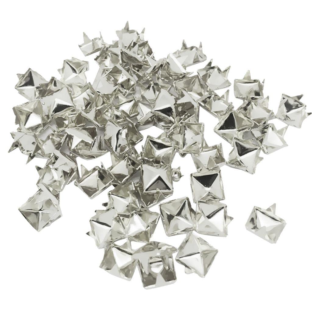 100 Pieces Pyramid Studs Rivets Spots Punk DIY Leather Bag Shoes Silver-Crafts - Leathercrafts - Leathercraft Accessories - Studs, Rivets & Tacks-image-36