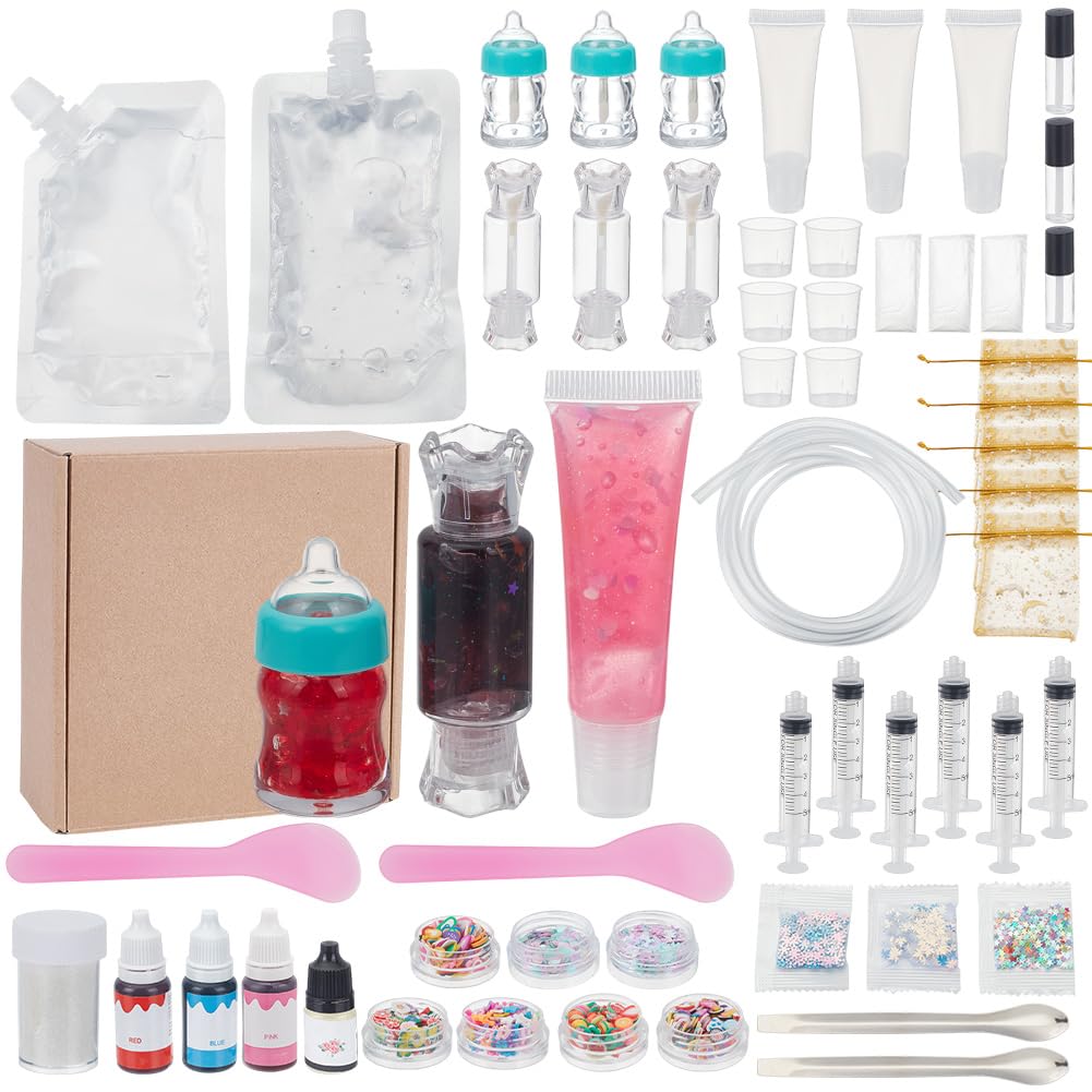 WEBEEDY DIY Lip Gloss Making Kit for Adults 55 Pcs Moisturizing Lip Glaze Handmade Set to Make Your
