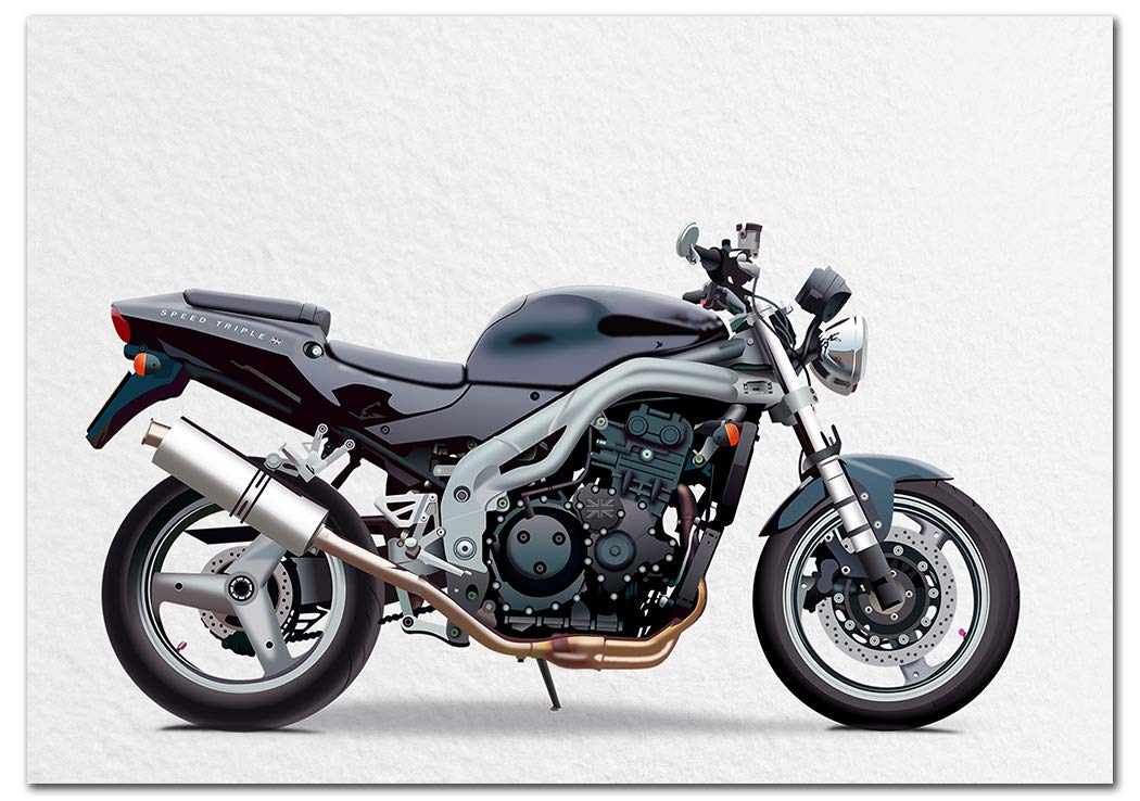 Extra Large Blank Group Greeting Card - XL Big thick A4 size - Any All Occasions Huge Event - GB Motorbike Motorcycle Biker - No Text on Front or Insert - Lots space for Messages - UK Eco-Friendly