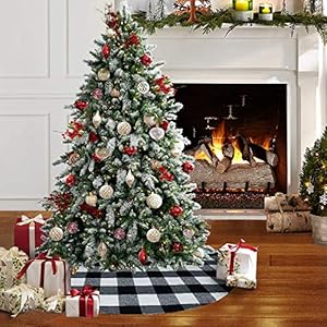 Senneny 48 Inch Buffalo Plaid Christmas Tree Skirt - Larger 3 Inch Black and White Checked Tree Skirts Mat for Christmas Holiday Party Decorations - 4 ft Diameter (48 Inch, Black and White) Senneny 48 Inch Buffalo Plaid Christmas Tree Skirt Larger 3 Inch Black and White Checked Tree Skirts Mat for Christmas Holiday Party Decorations 4 ft Diameter 48 Inch Black and White