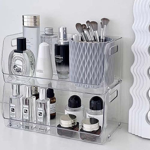 Miniatura 8 de OWLFAVO Organizador de escritorio giratorio, soporte giratorio para bolígrafos, accesorios de lápices de 360 grados, bandeja de almacenamiento para