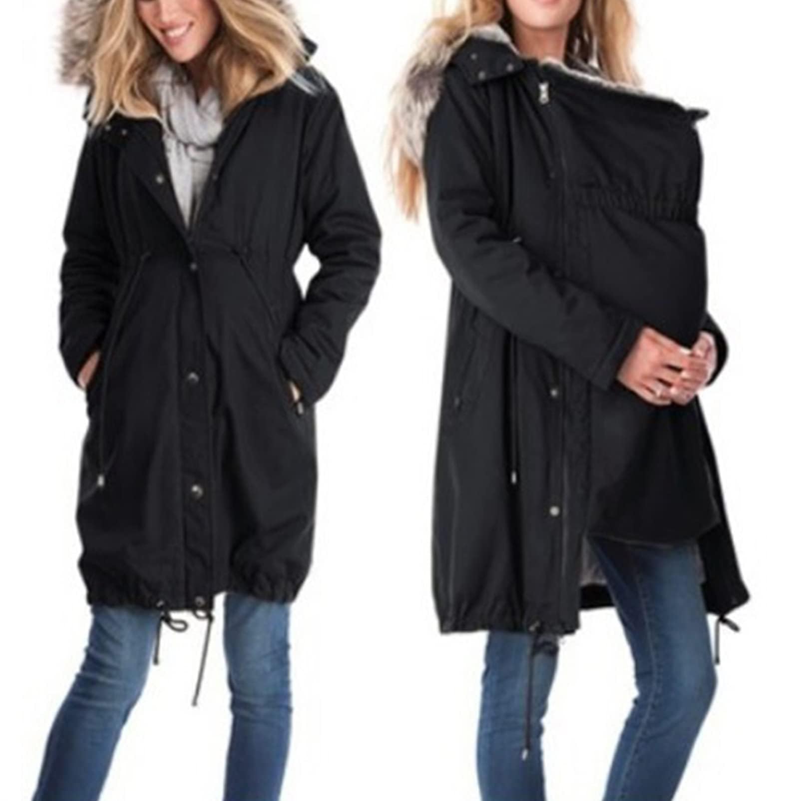 DIXII Chaqueta con Capucha para Portabebés, Cómoda Y Transpirable, De Algodón, 2 En 1, Sudaderas con Capucha De Maternidad De Canguro con Cremallera Y Forro Polar De Manga Larga,002,M