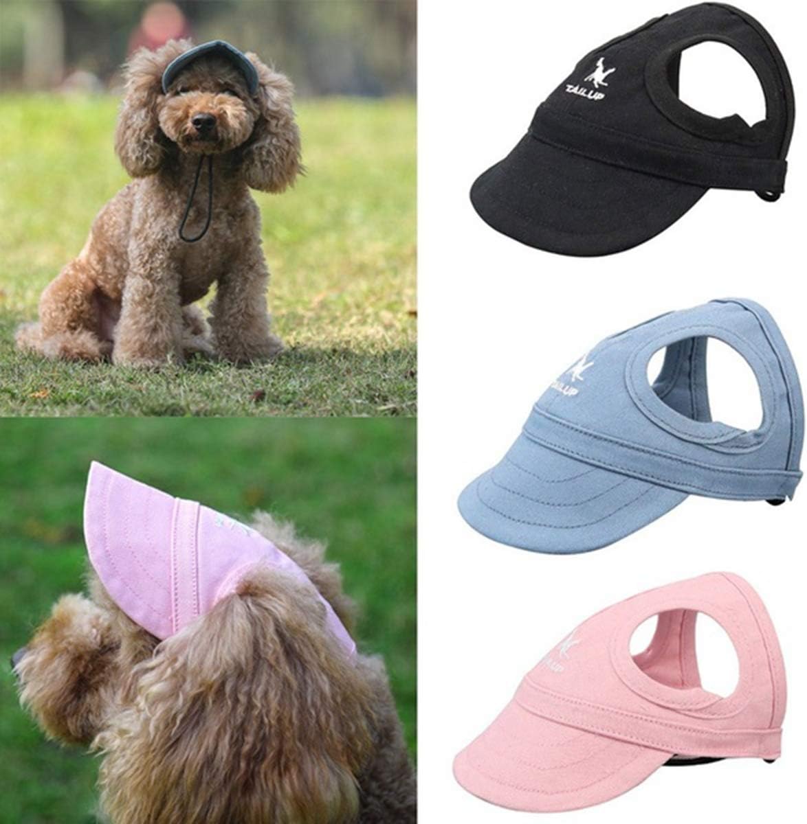 CHDHALTD Outdoor Pet Baseball Cap,Canvas Casual Dog Visor Cap Sun Protection Hats with Ear Holes for Puppy Dog Hats Costume Accessories(XL Blue) : Pet Supplies