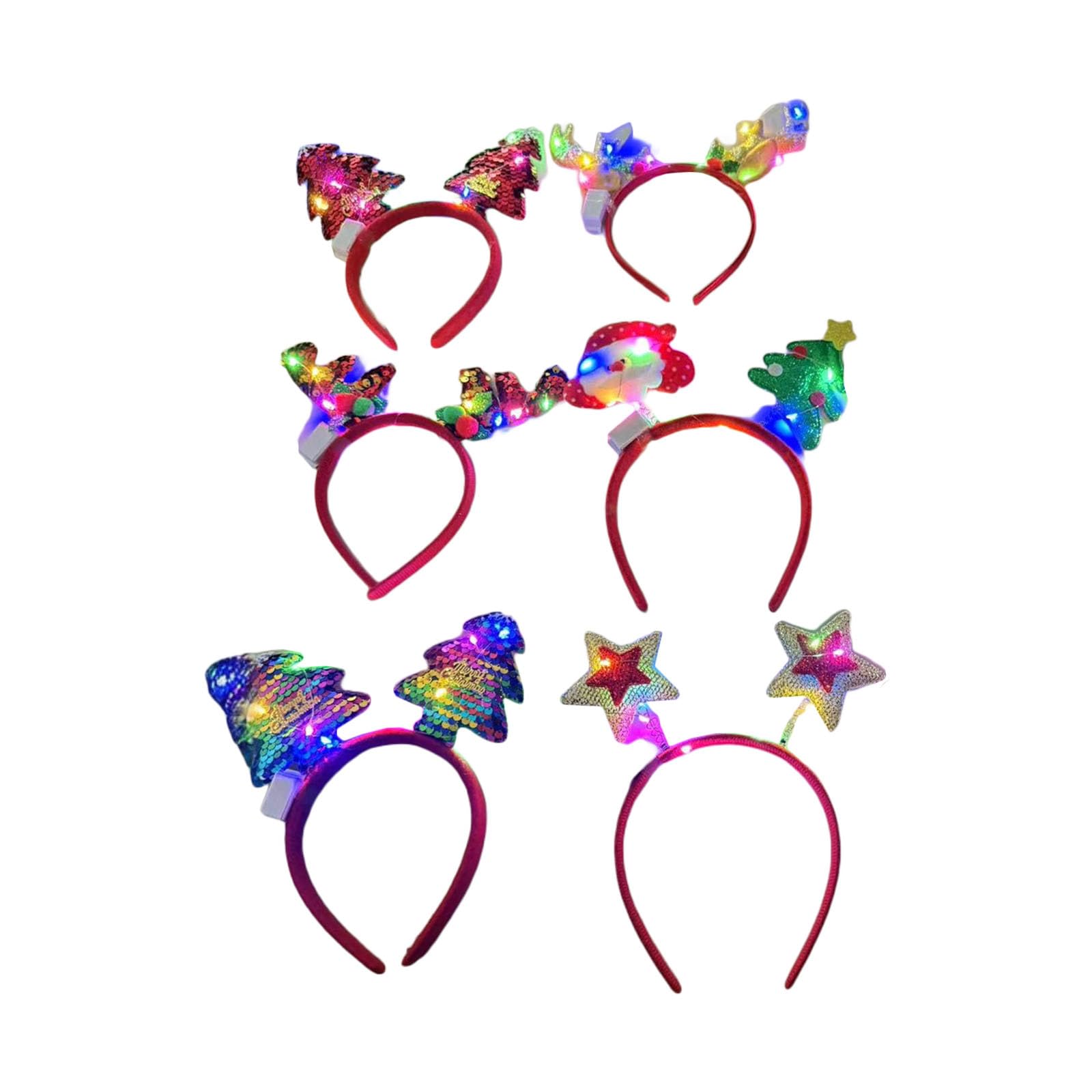 Kalttoy 6 Lighted Christmas Headwear Random Designs Strong User Friendly Materials for Festival Event User Friendly Christmas Headpiece