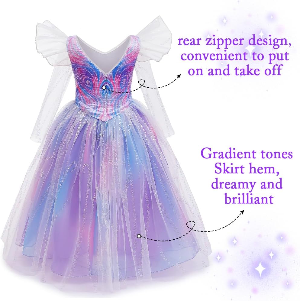 VORLITS Girls Witch Costume for kids Halloween Costume cosplay Purple Sequins Sparkly Fairy Princess Dress up Easter outfit - Image 6